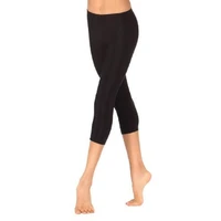icostumes womens calf length low waisted leggings dance thin black pants lycra spandex waistband elastic 34 capris fitness