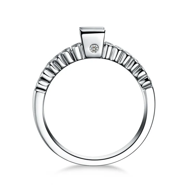 ZOCAI натуральный огранка «Принцесса» 0,24 КТ сертифицированный центр Diamond 0,27 Ct боковой из белого золота 18 карат обручальное женское кольцо W05458