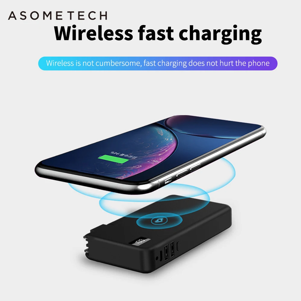 10000 мАч, беспроводное зарядное устройство, внешний аккумулятор для Apple, samsung, huawei, двойной USB, QC3.0, PD, быстрая зарядка, 3 в 1, портативный внешний аккумулятор, батарея