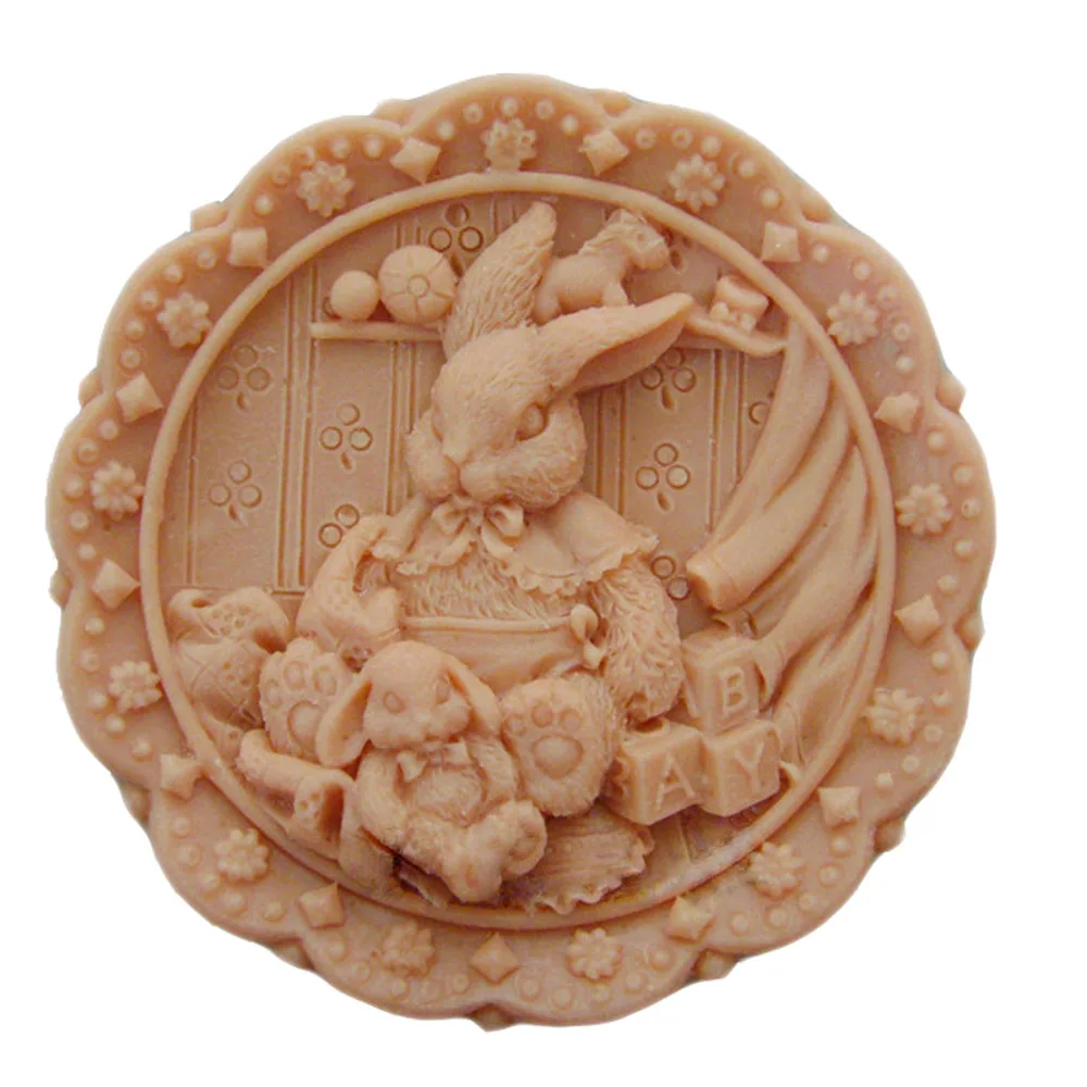 Grainrain Пасхальный кролик белая гибкая круглая форма для мыла ручной работы