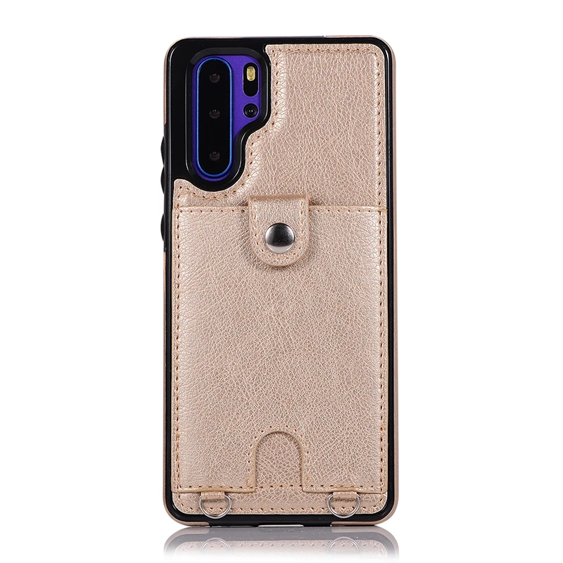Золотой Huawei P30 Pro чехол кожаный бумажник чехол для карты для huawei P30 Lite mate 20 чехол сумка на плечо чехол для телефона для huawei mate 20 Lite - Цвет: Золотой