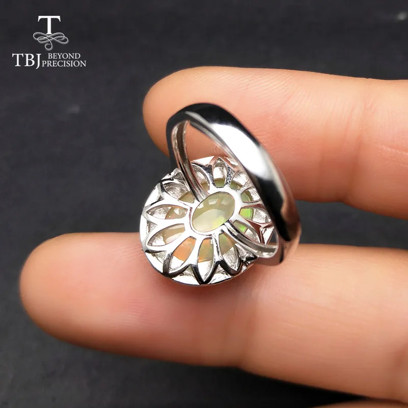 TBJ высокое качество Эфиопский Опал овал 10*14 мм 5ct до natual красочные кольцо с