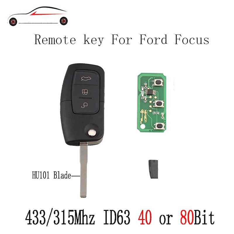 Горбин 3 кнопки флип удаленный ключ для Ford Fusion Focus Mondeo Fiesta Galaxy транспондер чип 4D63