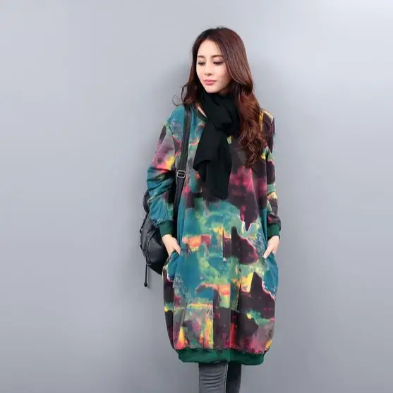 Новинка 2018 Осеннее женское платье с цветочным принтом в Корейском стиле