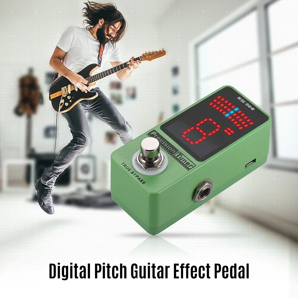 

Acoustic Guitar Tuner Pedal Precision Tuner Pedal Guitar Pedal Tuner LED Display with True Bypass for Chromatic Guitar Bass