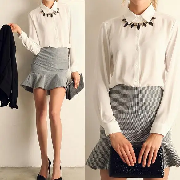 Тёмно-синий Женские рубашки, Полосатая туника, плюс размер, Blusas Chemisier Femme, женские блузки, цветочный принт, длинный рукав, отложной воротник, блузка - Цвет: Тёмно-синий