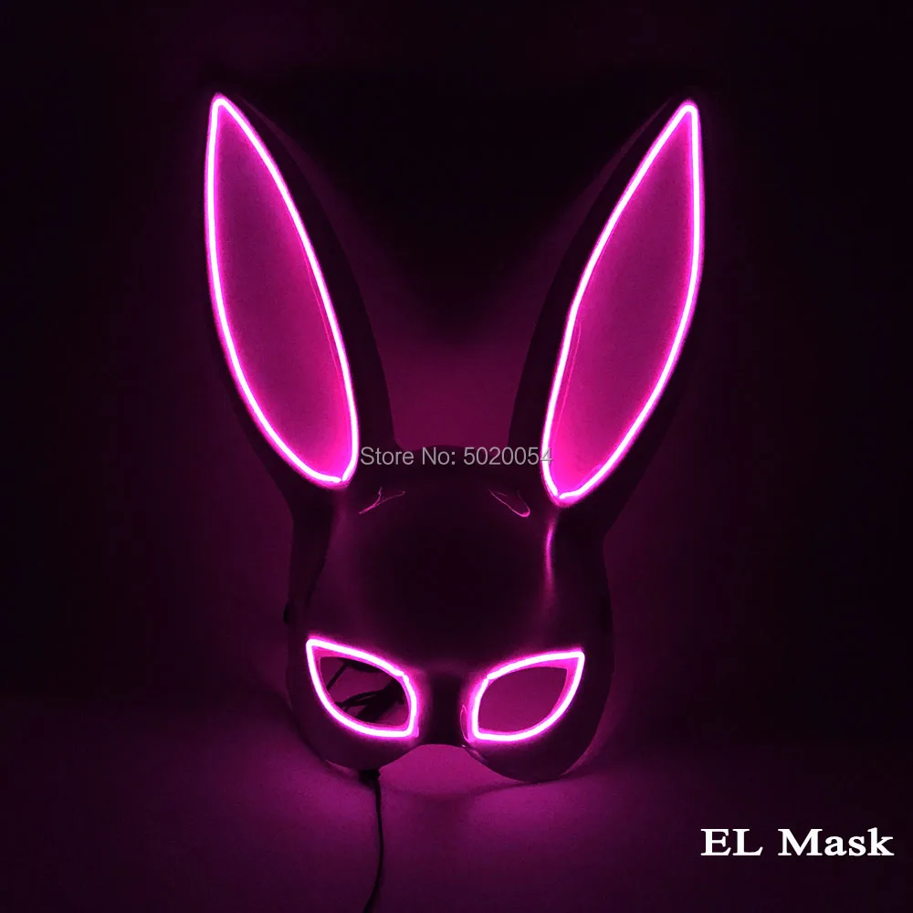 Design-B Pink Новейшая женская маска на половину лица, неоновый светильник, маска для косплея «Лисичка Банни», сексуальные карнавальные вечерние светодиодные маски для аниме, Expro, Хэллоуин - Color: Design-B Pink