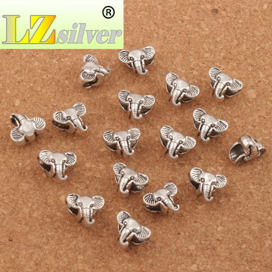 

Elephant Head Metal Big Hole Beads MIC 12x10x7.5mm 115pcs zinc alloy Dangle Fit European Bracelets Jewelry DIY L1336