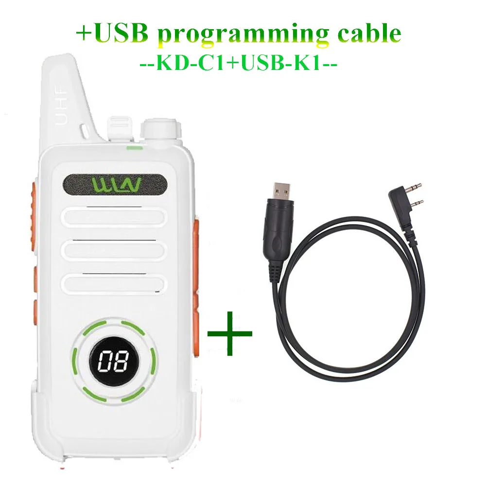 Add a cable WLN KD-C1 Plus Mini Walkie Talkie UHF 400-470 МГц с 16 каналами двухстороннее радио FM приемопередатчик KD-C1plus - Цвет: Add a cable