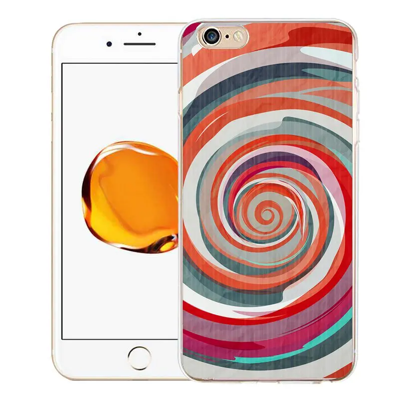 QMSWEI TPU Clear Phone Case For iPhone 6G 6s 7 8plus x Soft Cirle Strip Painting Silicone Print Cover 4 5se 6Plus 7P |