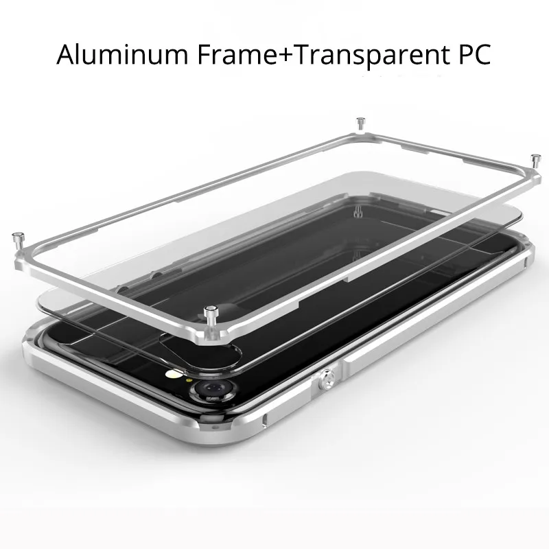 Для Apple iPhone 7 Чехол aluminio металлическая прозрачная задняя панель роскошный бронированный чехол для телефона алюминиевая рамка чехол для iPhone 7 Plus противоударный