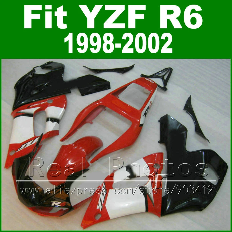

High Quaity Plastic parts for YAMAHA R6 fairing kit 98-02 red black YZF R6 fairings1998 1999 2000 2001 2002 bodywork