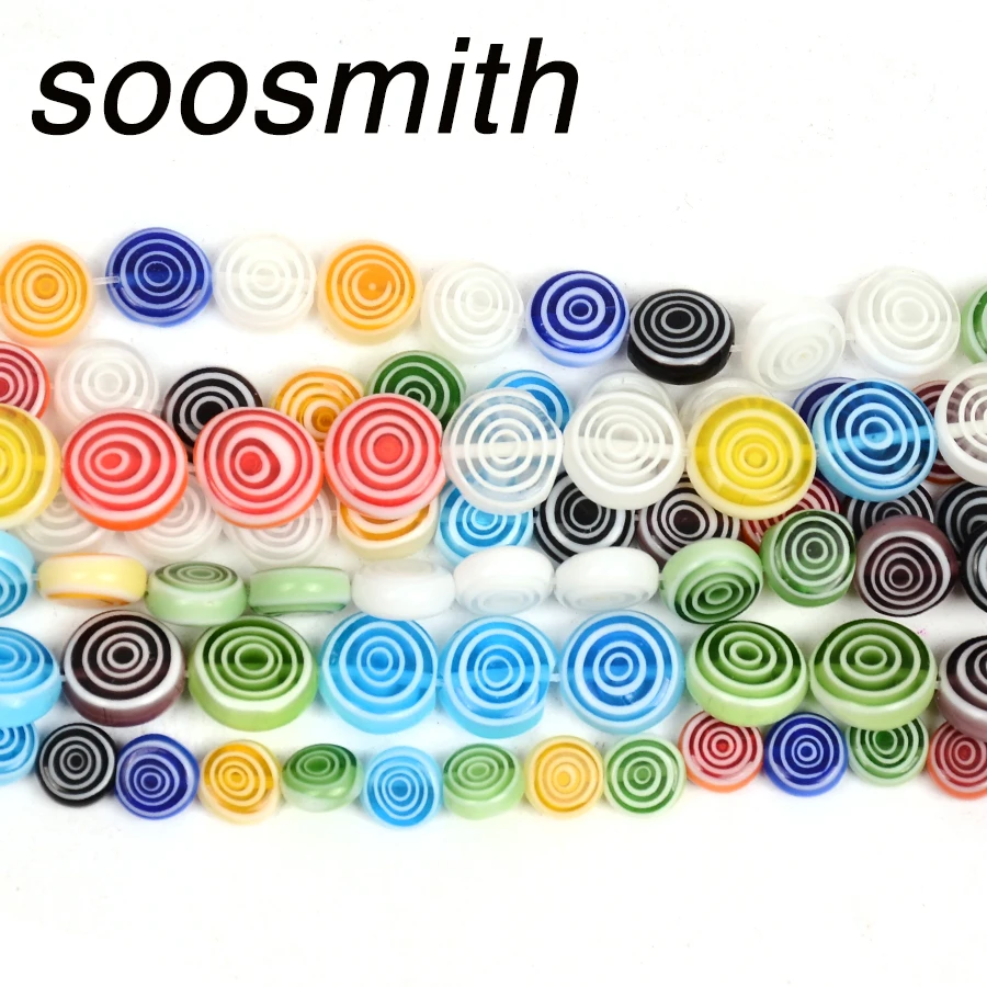 Natural Multicolor Flat Round Lampwork Needlework Glass Beads Spacer For Jewelry Making Handmade Diy Bracelet Necklace soosmith | Украшения