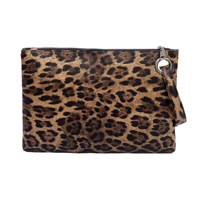 

Women Leopard Print Day Clutch PU Leather Zipper women envelope bag clutch evening bag female Handbag carteras y bolsos de mujer