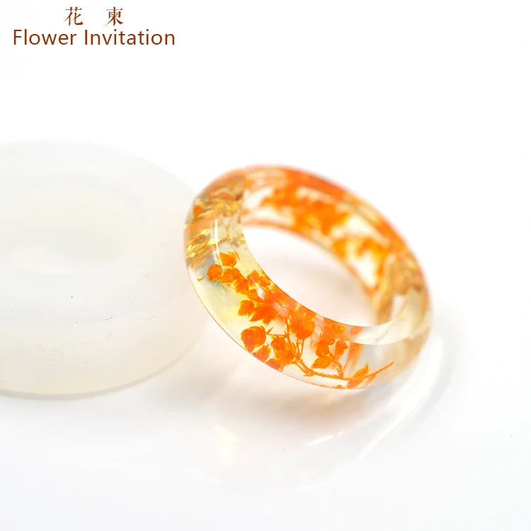 

Flower Invitation Finished Ring / DIY Hand Plant Specimen Natural Dried Flower leaves Resin Ring HJ19