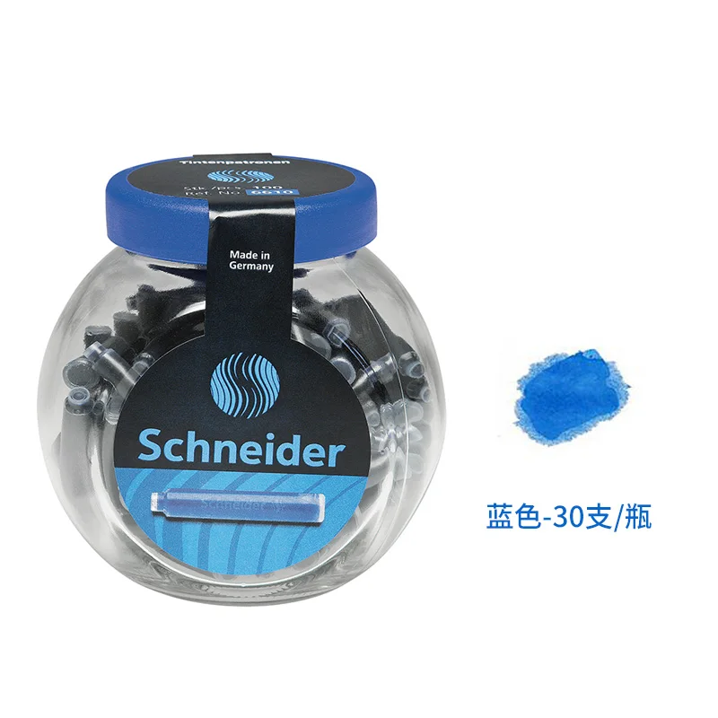 1 бутылка, картриджи с чернилами Schneider Tintenpatronen, перьевая ручка, заправка, 6612, 30 шт./лот, в бутылке, черный/синий/черный цвета - Цвет графита: Blue 1 bottle