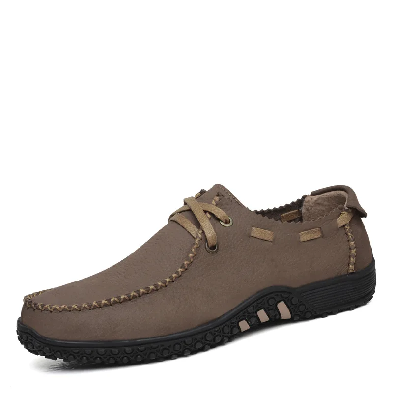 grey men shoes Merkmak/повседневная мужская обувь из натуральной кожи; модная дышащая обувь для вождения в деловом стиле; мужская обувь на плоской подошве размера плюс 37-47; Прямая поставка - Цвет: grey men shoes