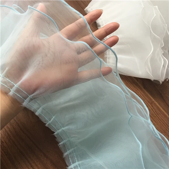 Персиковый фиолетовый синий белый двухслойный плиссированный кружевной