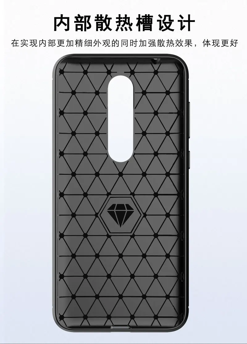 QAZ Maggie Case for Nokia X6 / 6.1 Plus Silicone Soft TPU Brushed Carbon Fiber Texture Cover sfor |