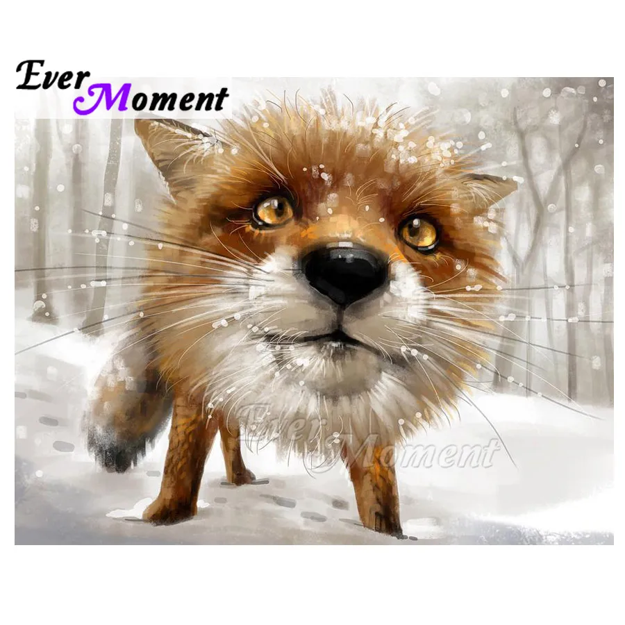 Алмазная картина Ever Moment 5D, сделай сам, лисичка, Снежная мозаика, полная квадратная дрель, алмазная вышивка, вышивка крестиком, декор S2F2211