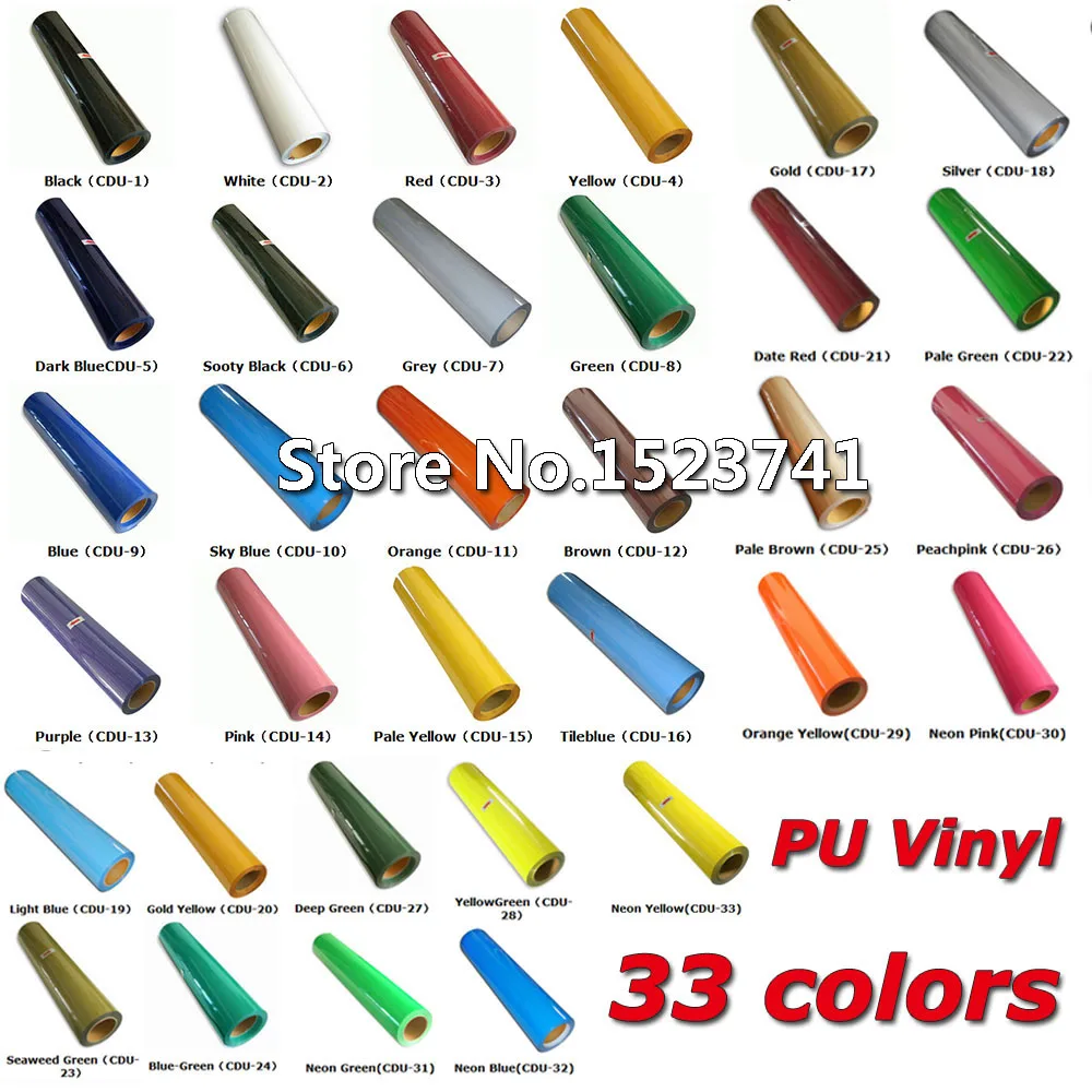 1 ярд полиуретановый тепловой винил для футболок 33 цвета резака плоттера видео