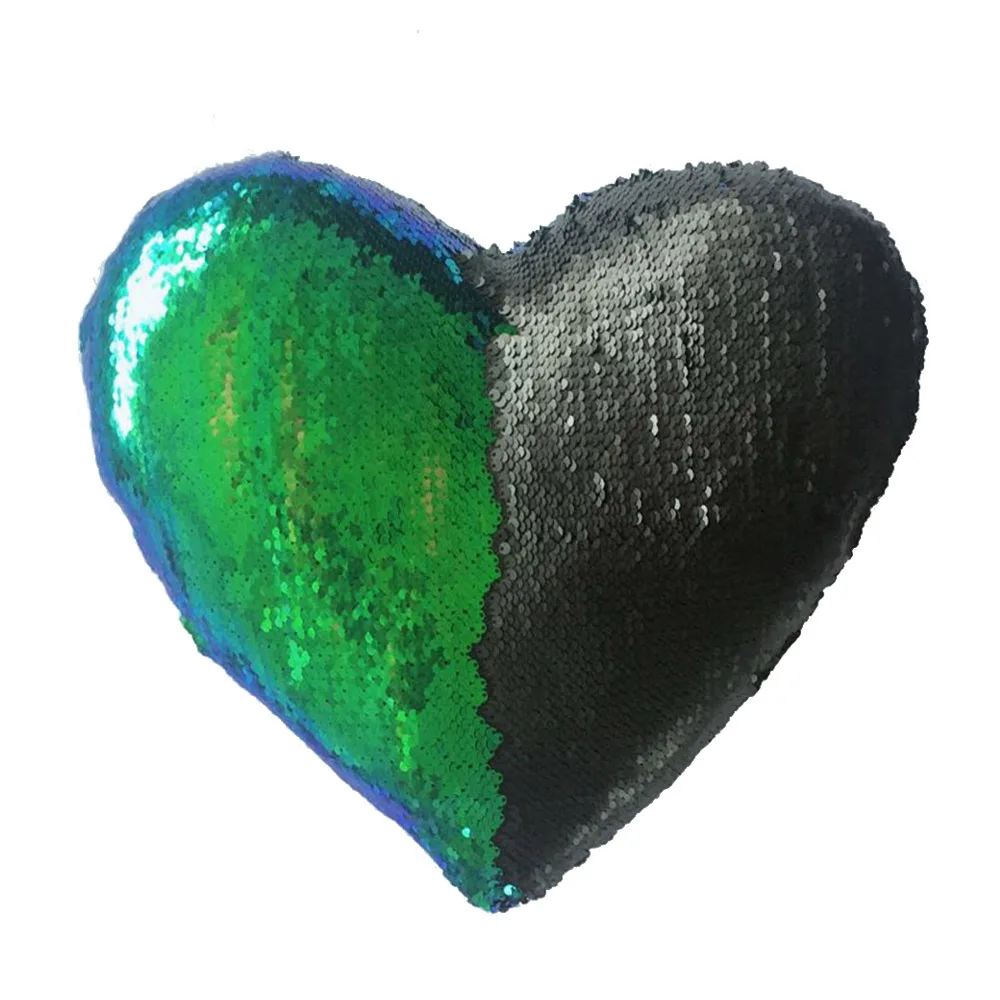 Mermaid Сердце Форма Sequin Подушка Чехол Русалка диванная подушка крышка, сделай сам, блестящие Двусторонняя Подушка Чехол Цвет изменение подушки Чехол Лидер продаж - Цвет: Mermaid