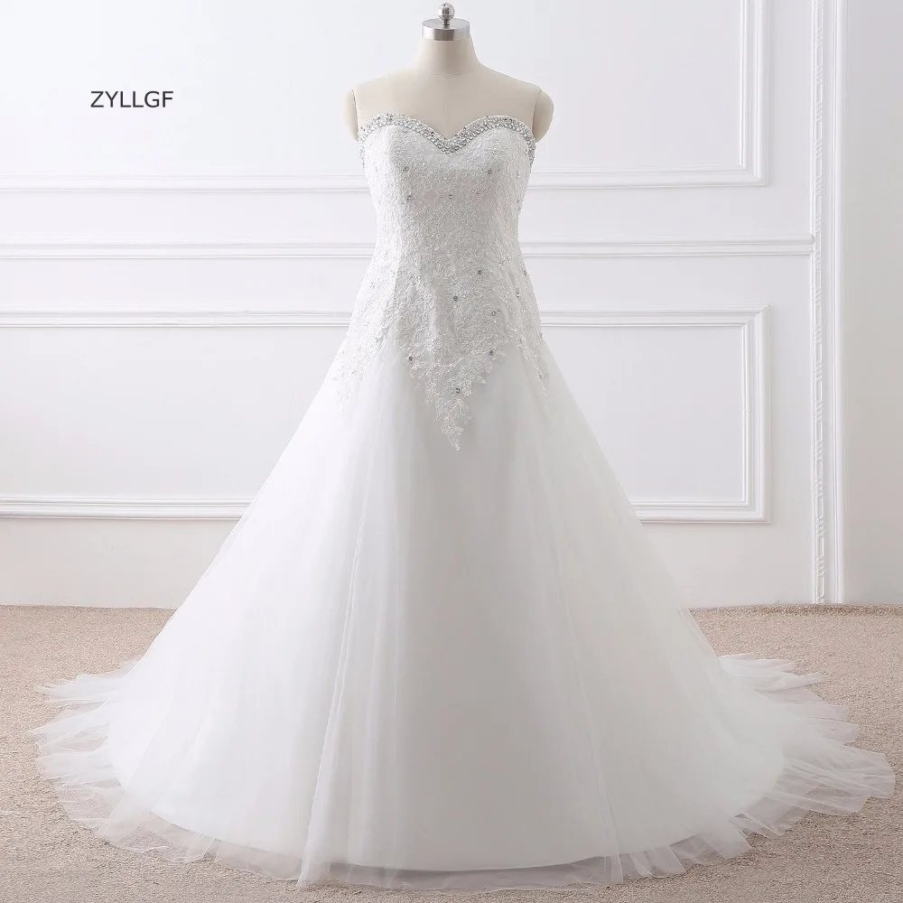 ZYLLGF Свадебное Платье Плюс Размер Возлюбленной Кружева Аппликации Одеяние Де Mariage