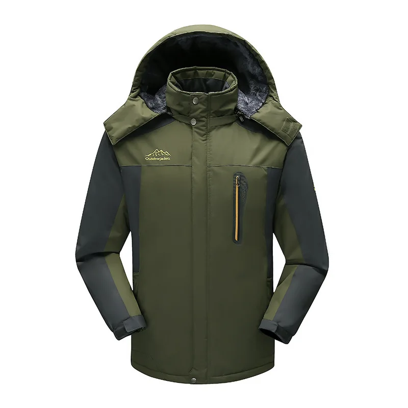 Army green Plus Size 9XL Winter Thick Fleece Down Jacket Thermal Waterproof Windbreaker Outwear Military Tactical Down Parka Outwear Coats - Цвет: Army green