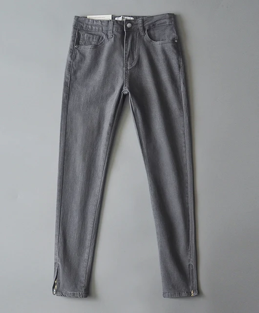 dark grey Женские обтягивающие джинсы на молнии с боковой кромкой, 9 цветов, средняя талия, боковая молния, брюки, яркие Стрейчевые Саржевые джинсы-карандаш - Цвет: dark grey