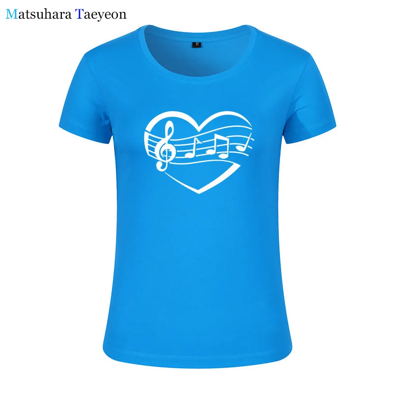

woman T - shirt Fashion clothing Music Heart Tee Women Top Short Sleeve Female tops clothing t shirt Brand woman