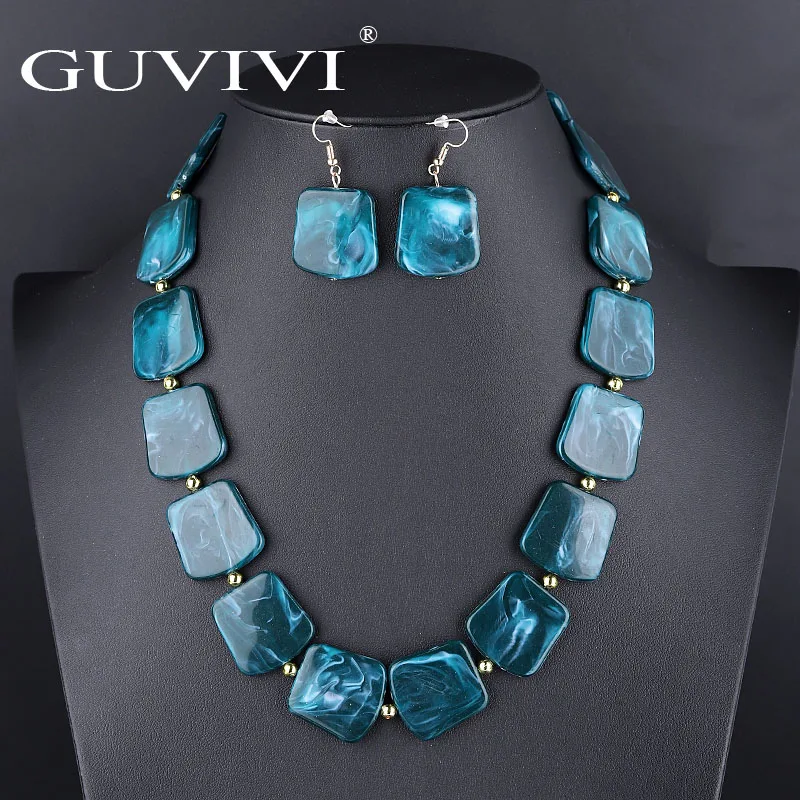 Модные ожерелья и серьги с камнями из акрила для женщин, винтажные индийские ювелирные комплекты, подарки на свадебную годовщину Бижутерия.