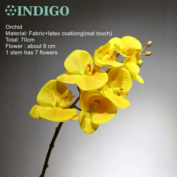 INDIGO-3D с принтом лепестков фаленопсис шампанского орхидеи(7 цветов/стебель) цветок свадебный цветок цветочный для вечеринки - Цвет: 1 piece yellow
