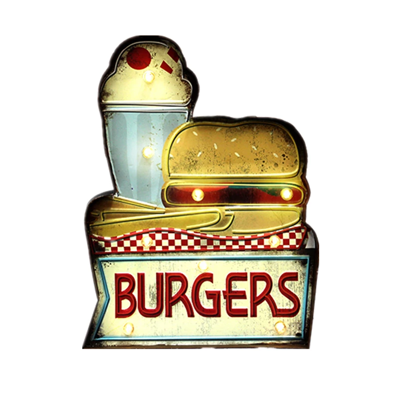 Гамбургеры Гамбург Led неоновый свет вывеска кафе быстрого Еда торт ham пиццы Декор