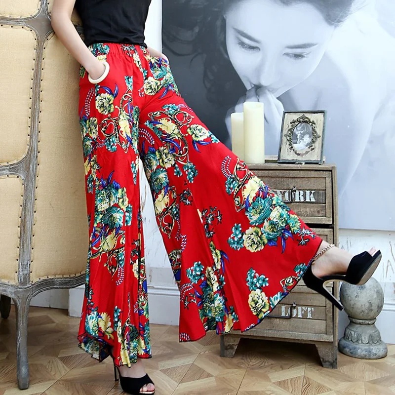 Летние широкие брюки с высокой талией женские винтажные повседневные свободные