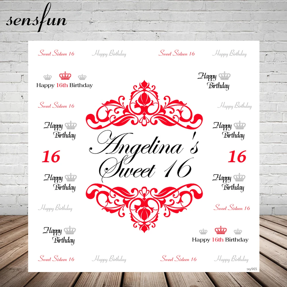 Sensfun милое 16 День рождения фон красного и серебристого цвета с белой тематический