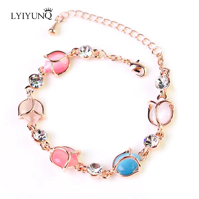 Высококачественный Браслет LYIYUNQ с опалом модные стразы в форме капли воды