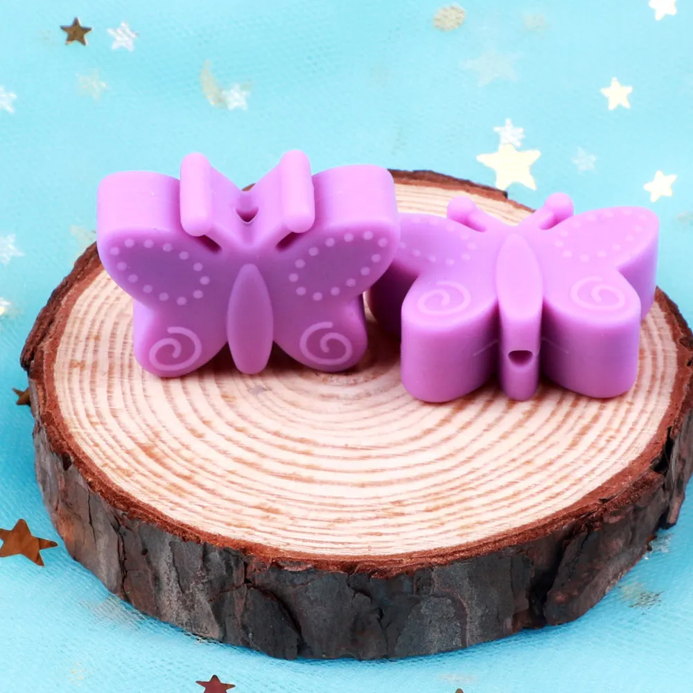 TYRY.HU 100pc Silicone Beads Butterfly For Teething DIY BPA Free Food Grade Baby Gift Toy Accessories | Украшения и аксессуары