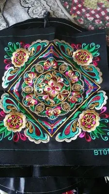 Ручная вышивка крючком хлопчатобумажная ткань Мяо вышивка патч платье обувь сумка Аппликация отделка Этнические Племенные непальский тайский Индия Бохо DIY