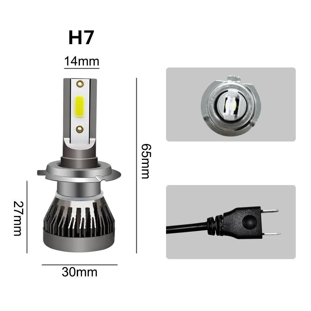 2x мини Размеры H1 H7 светодиодный H4 H11 HB3 HB4 9005 9006 светодиодный фар автомобиля лампы 6000K 9000LM 36 Вт авто фары 12В противотуманная Автомобильная фара лампы