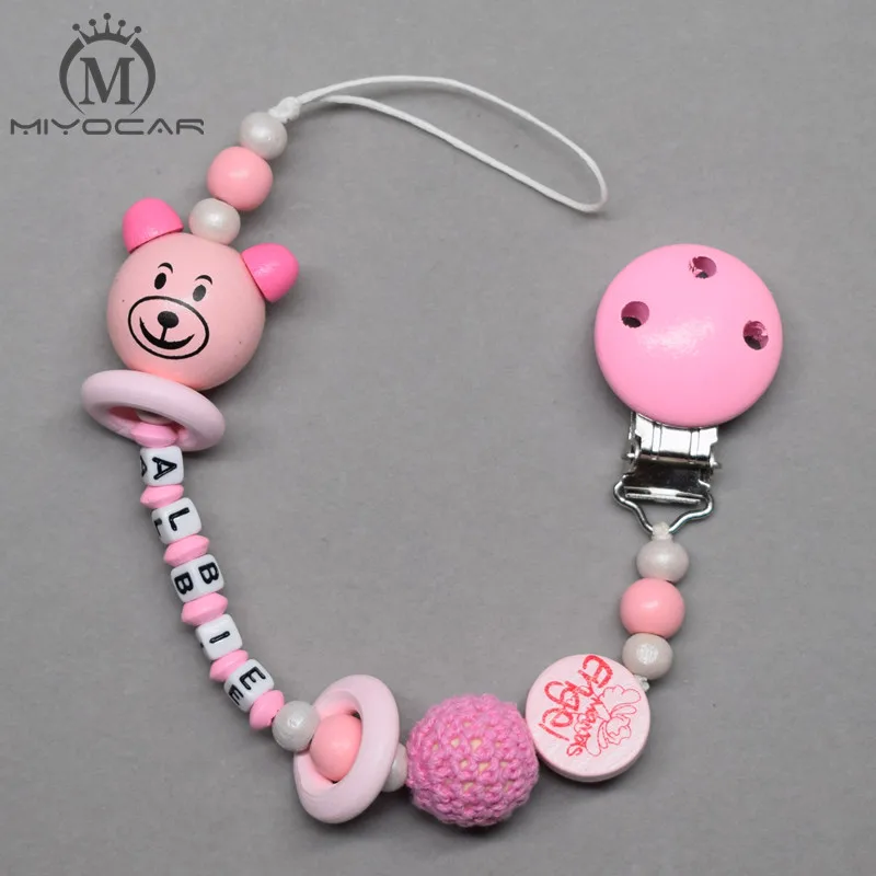 Милое искусственное украшение 3D Медведь кукла розовые деревянные бусины