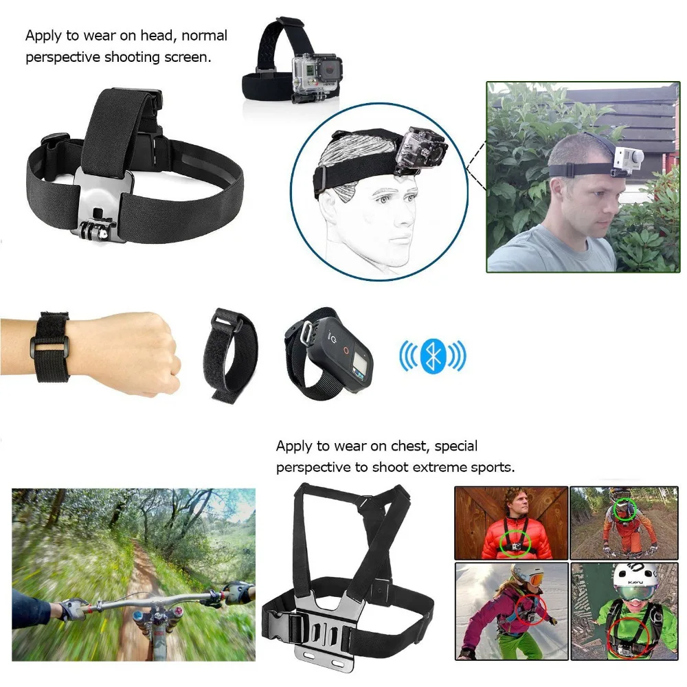 

LANBEIKA Camera Accessories 36 in 1 Gopro Bundles with Chest Harness Tripod for GoPro 8 7 6 5 4 SJCAM SJ4000 SJ5000 SJ6 SJ8 YI