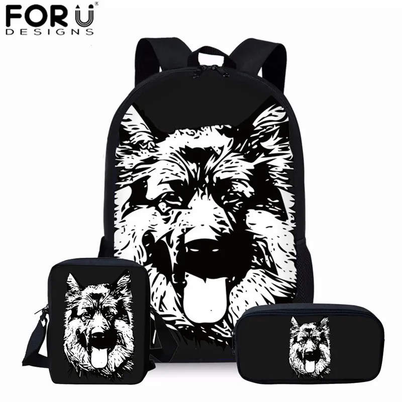 FORUDESIGNS/Детская сумка для книг с изображением животных, собак, немецкой овчарки, школьная сумка, набор для мальчиков-подростков, детский школьный рюкзак с сумкой-карандашом - Цвет: Z4124ECK