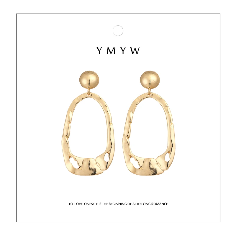 YMYW цинковый сплав винтажные золотые полые геометрические висячие серьги простые