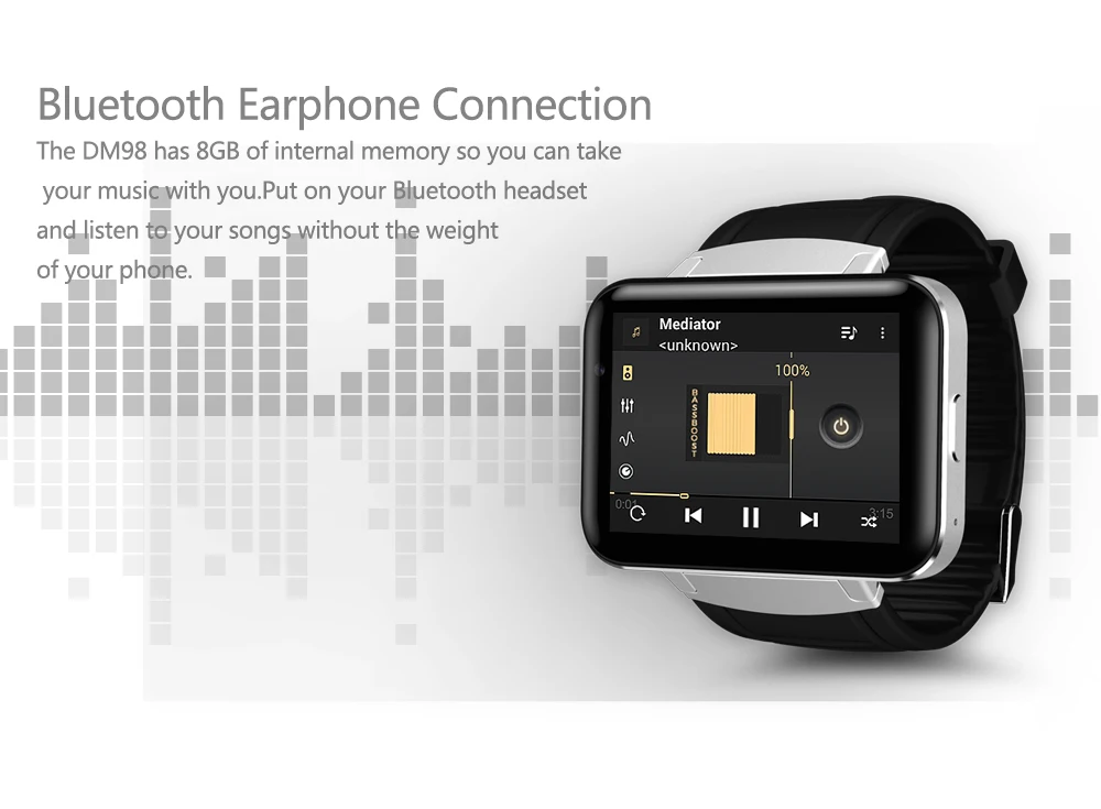 Смарт-часы Smartch DM98 Bluetooth 2 дюйма Android 4 ОС 3G умные часы телефон MTK6572 двухъядерный 1