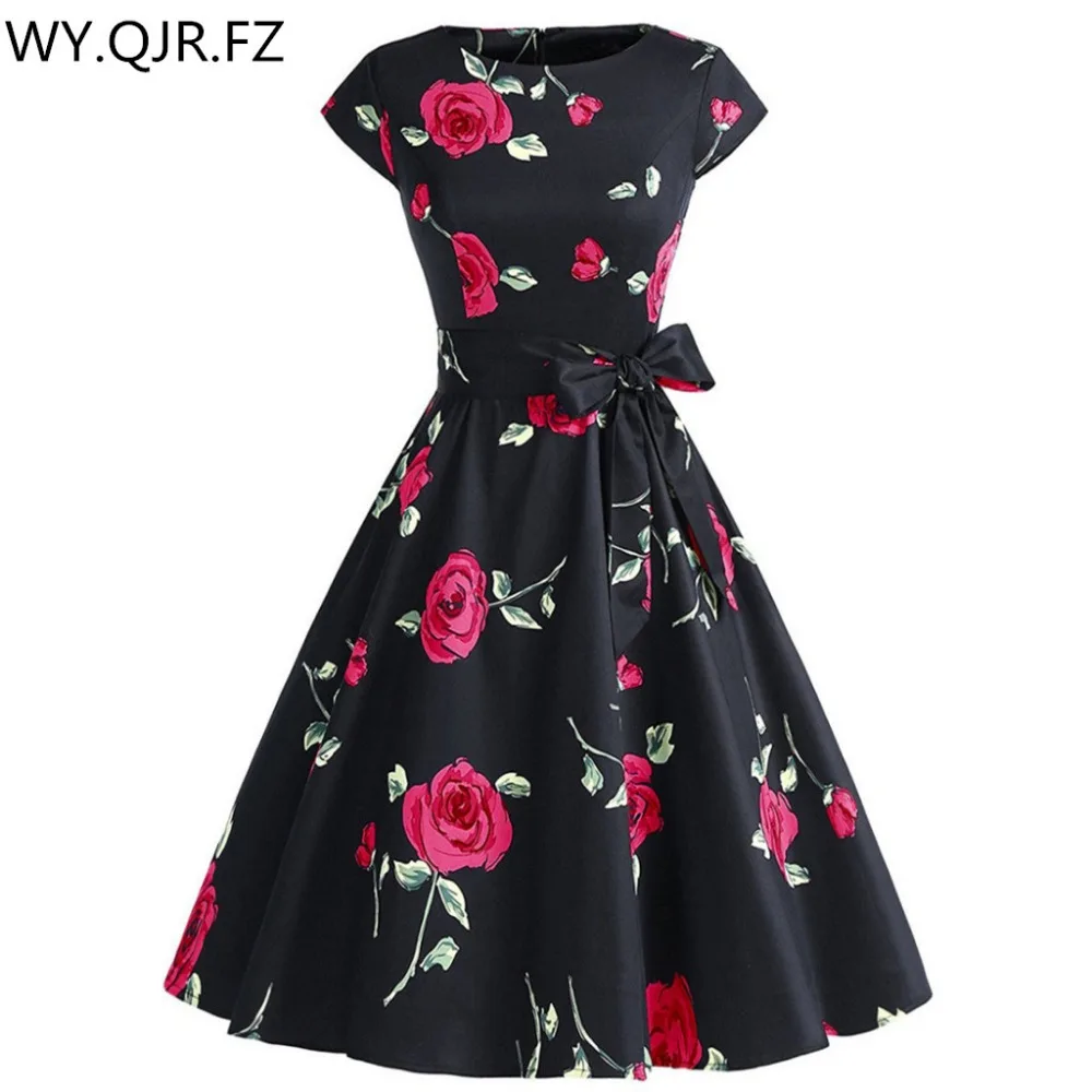 ALY913 # красный принт Бант Большие размеры короткие платья для подружки невесты