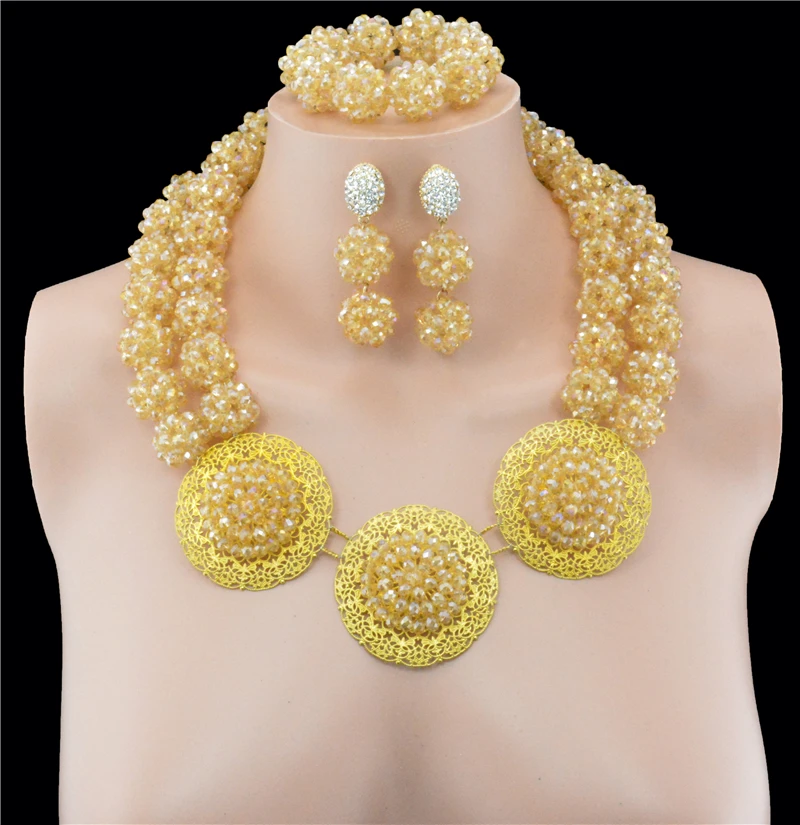 Нигерийские Свадебные африканские Бусины Ювелирные наборы ожерелье Комплект