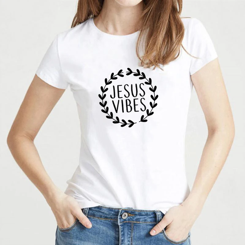 FR28-FSTWH- Jesus Vibes футболка Faith Christian Jesus Graphic Sabbath Pray, женская модная Эстетическая футболка, цитата, винтажные футболки, топы - Цвет: FR28-FSTWH-