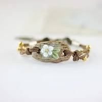 traditional boondoggle colored glaze ceramic bracelets beads folk style womens fashion jewelry free shipping 1880