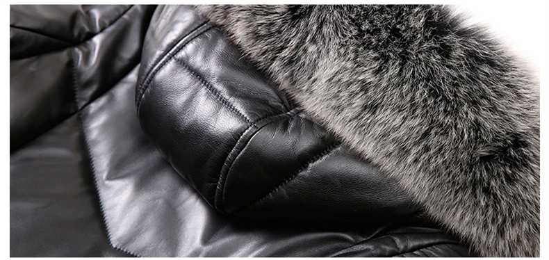 Пуховик женский из натуральной кожи с лисьим мехом|Женские пуховики| |