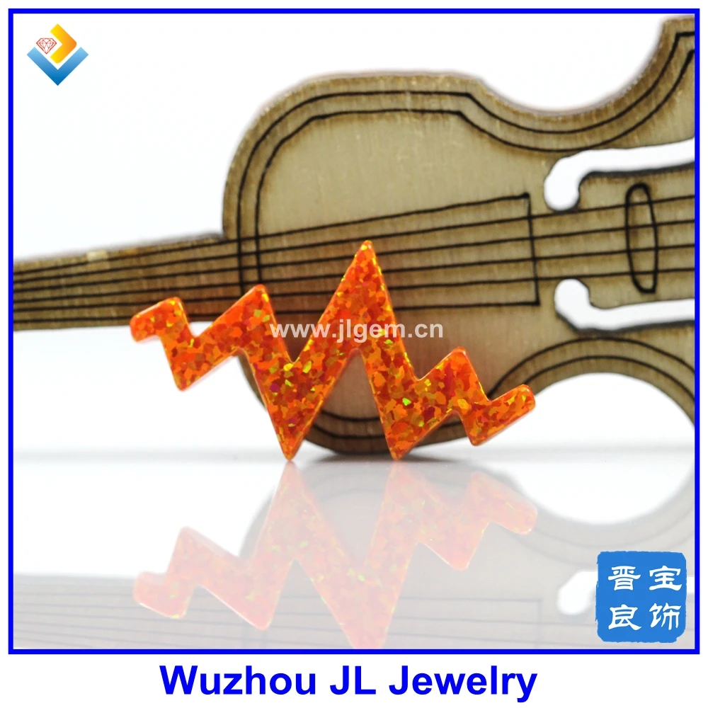 

(15PCs/Lot) Christmas Gift Synthetic Opal Heartbeat Pendant For Making Necklace Fire Color Yellow 23x12.7mm Stone For Lover